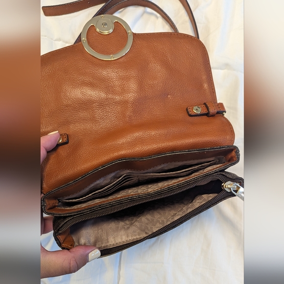 **SOLD** MICHAEL KORS FULTON MK Signature Brown Flap Crossbody Bag - Picture 5 of 10